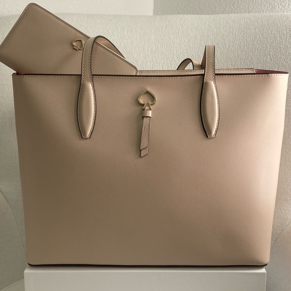 NWT Kate Spade SET Adel Tote+Wallet Warm Beige